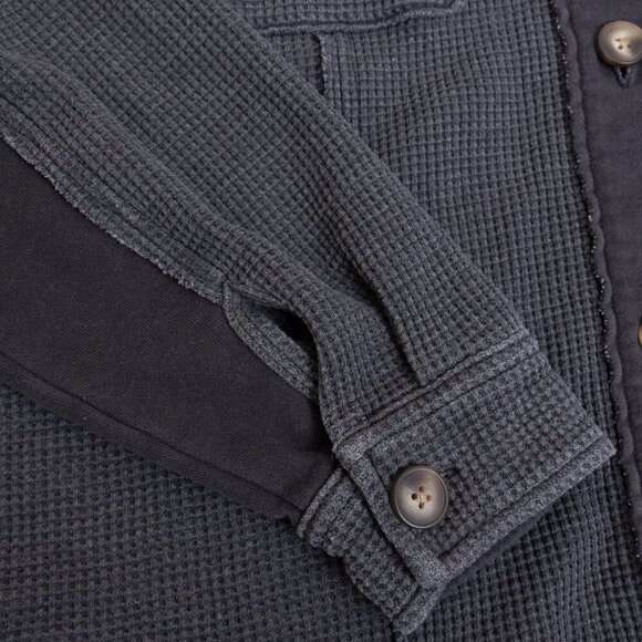 American Eagle Waffle Knit Hooded Jacket Dark Gray Oversized Medium - Picture 7 of 15